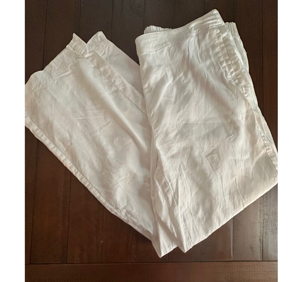 J Jill Linen Stretch White Pants Pockets Size 20 Summer Everyday Wear Plus